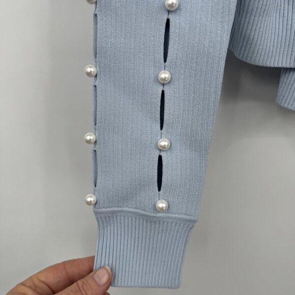 Jonathan Simkhai Blue  Samia Compac Rib Cardigan and matching tank woman’s small - Picture 4 of 15